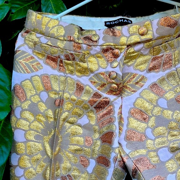 Rochas NWOT Metallic Damasque Pants - Picture 2 of 9